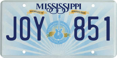 MS license plate JOY851