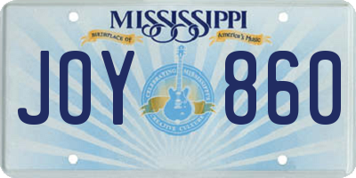 MS license plate JOY860