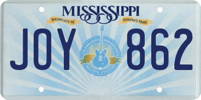 MS license plate JOY862