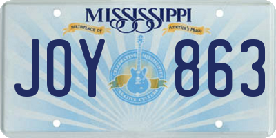 MS license plate JOY863
