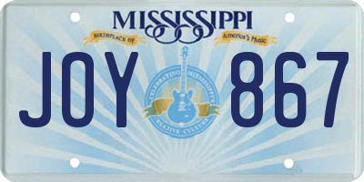 MS license plate JOY867