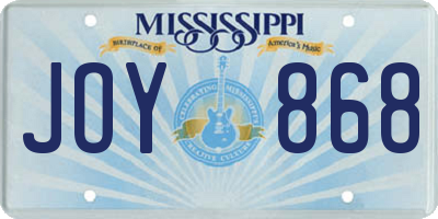 MS license plate JOY868