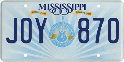 MS license plate JOY870