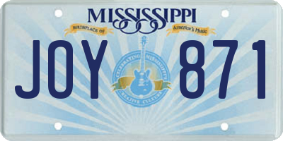 MS license plate JOY871