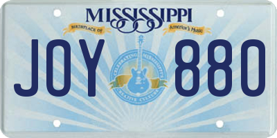 MS license plate JOY880