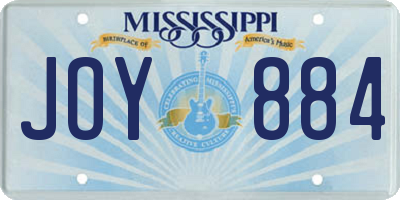 MS license plate JOY884
