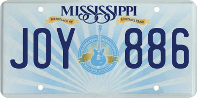 MS license plate JOY886