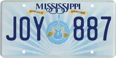 MS license plate JOY887