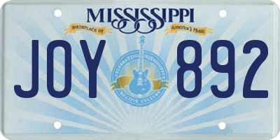 MS license plate JOY892