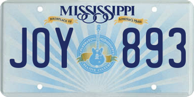 MS license plate JOY893
