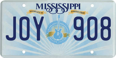 MS license plate JOY908