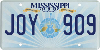 MS license plate JOY909