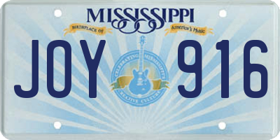 MS license plate JOY916
