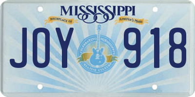 MS license plate JOY918