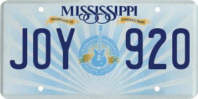 MS license plate JOY920