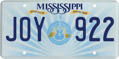 MS license plate JOY922