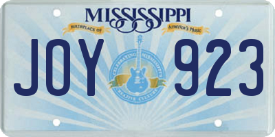 MS license plate JOY923