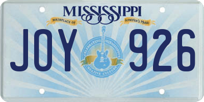 MS license plate JOY926