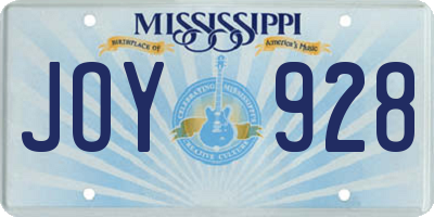 MS license plate JOY928