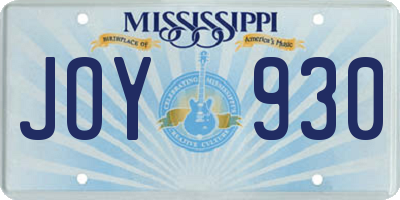MS license plate JOY930