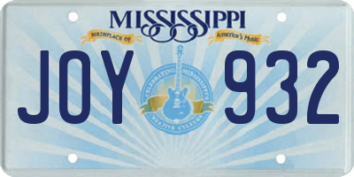 MS license plate JOY932