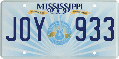 MS license plate JOY933