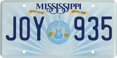 MS license plate JOY935