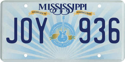MS license plate JOY936