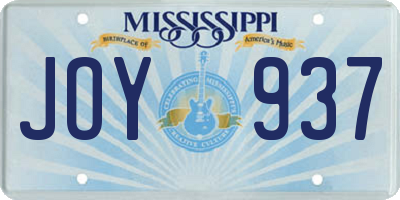 MS license plate JOY937