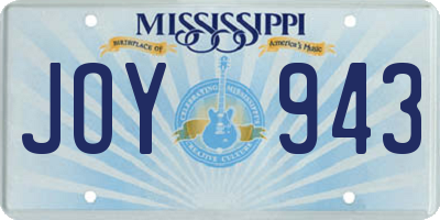 MS license plate JOY943