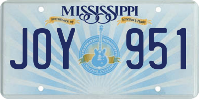 MS license plate JOY951