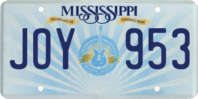MS license plate JOY953