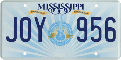 MS license plate JOY956