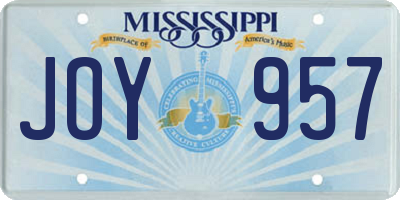 MS license plate JOY957