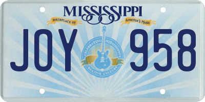 MS license plate JOY958