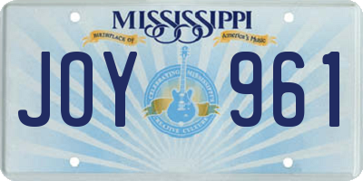 MS license plate JOY961