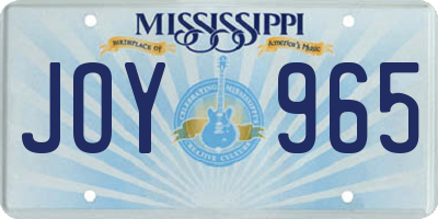 MS license plate JOY965
