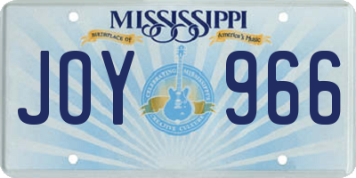 MS license plate JOY966
