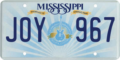 MS license plate JOY967