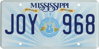 MS license plate JOY968