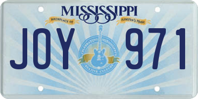 MS license plate JOY971