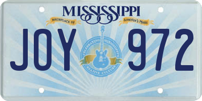 MS license plate JOY972