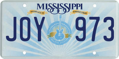 MS license plate JOY973