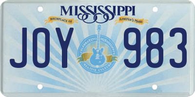 MS license plate JOY983