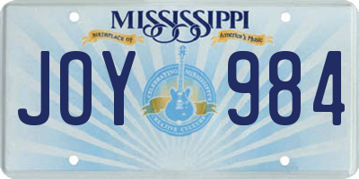 MS license plate JOY984