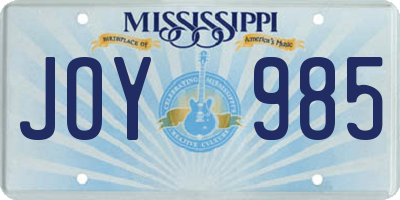 MS license plate JOY985