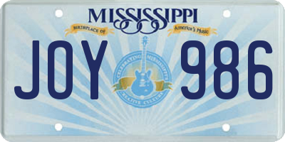 MS license plate JOY986