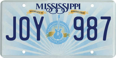 MS license plate JOY987