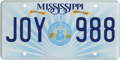 MS license plate JOY988