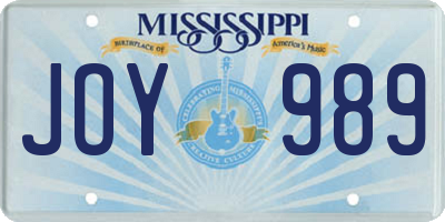 MS license plate JOY989